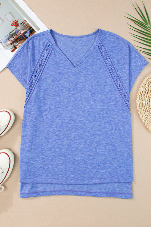 Crochet Lace Detail Oversized Tee